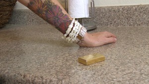 MommyGotBoobs: American in thong blowjob in the kitchen